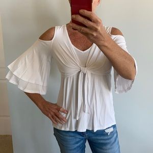 Elegant White Cold Shoulder Blouse